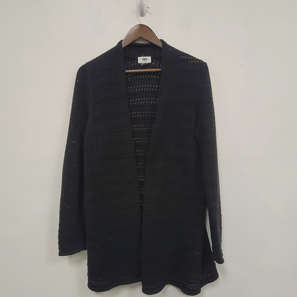 Old Navy Womens Open Knit Whimsigoth Fairy Grunge‎ Cardigan Size L Black Goth